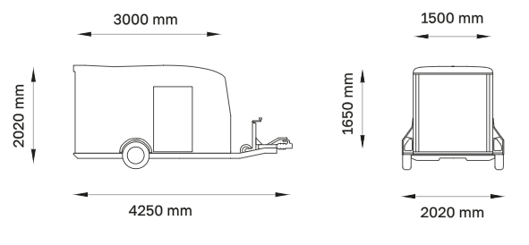 Rozměry skříňového přívěsu Debon Cargo 1300